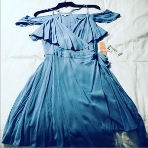 Periwinkle off the shoulder wrap dress